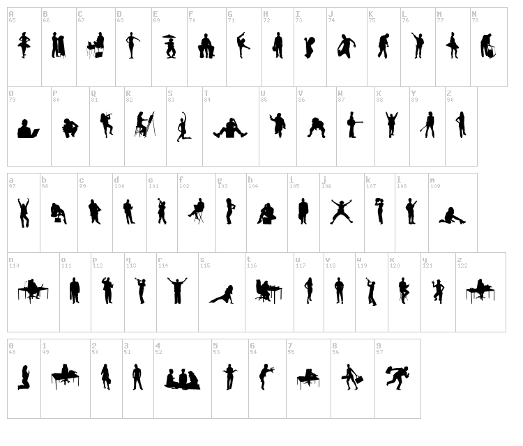 Human Silhouettes Two font map